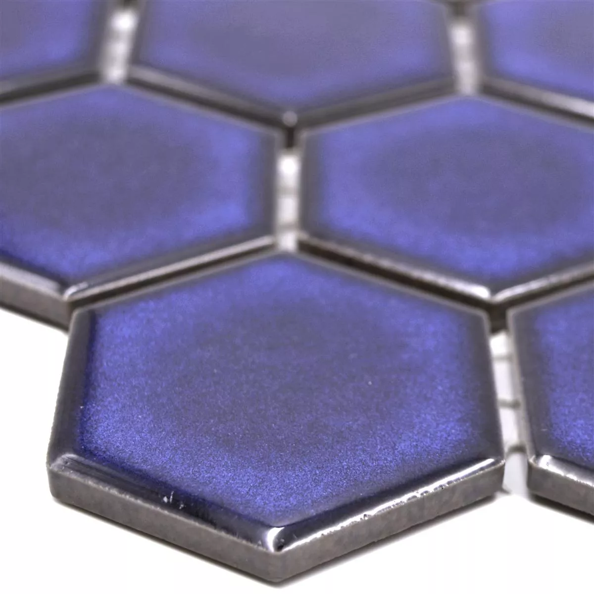 Échantillon de Céramique Mosaïque Salomon Hexagone Cobalt Bleu H51