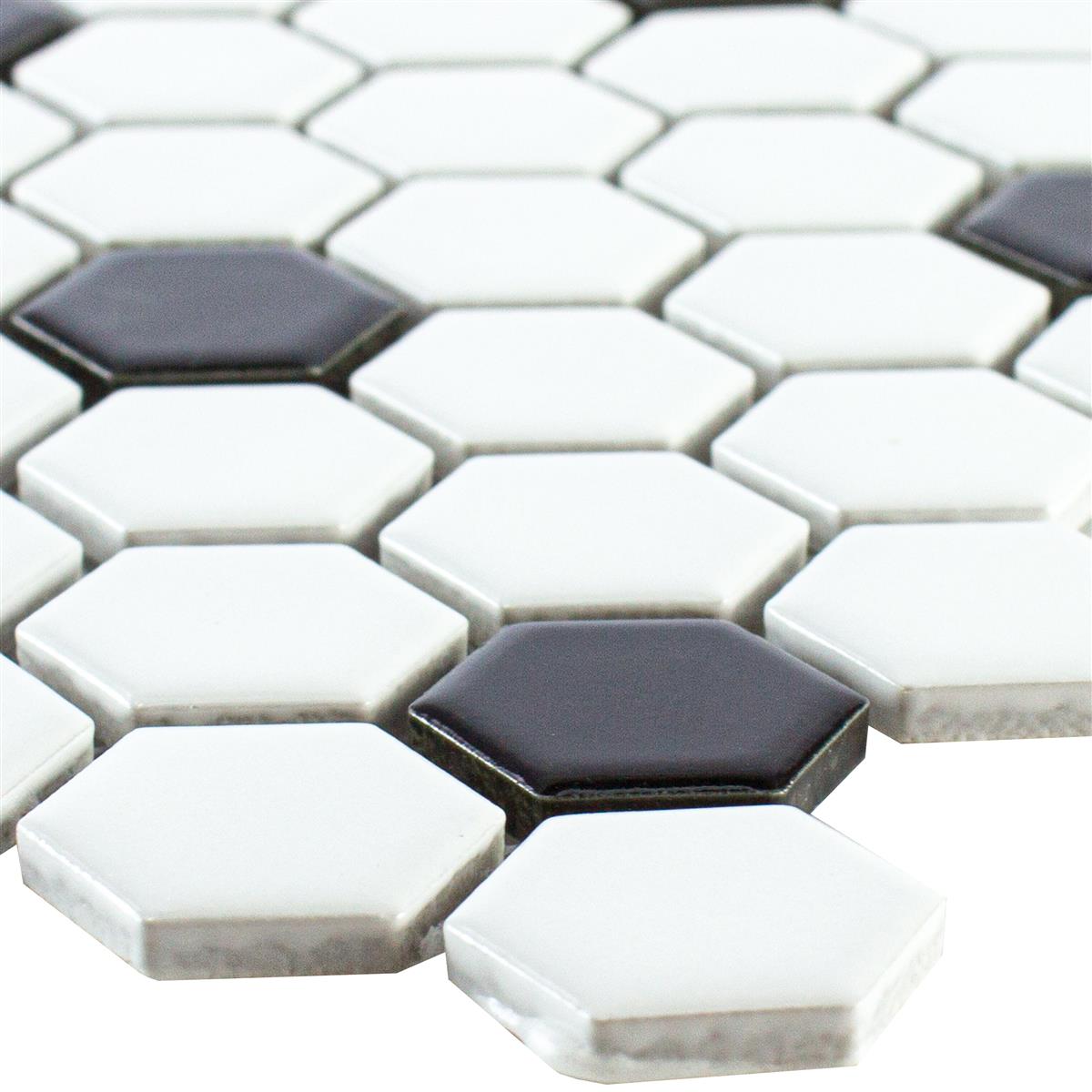 Céramique Mosaïque Carrelage Hexagone Chaplin Noir Blanc