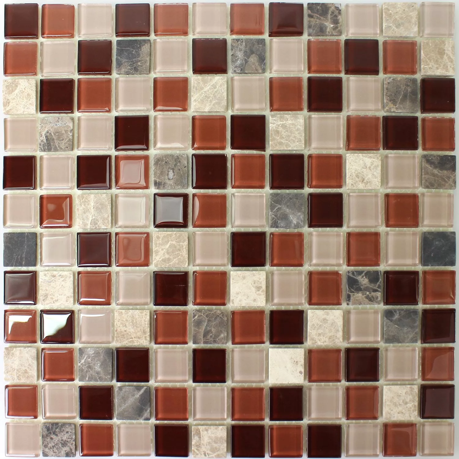 Échantillon Mosaïque Pierre Naturelle Auto Adhésif Beige Brun Emperador