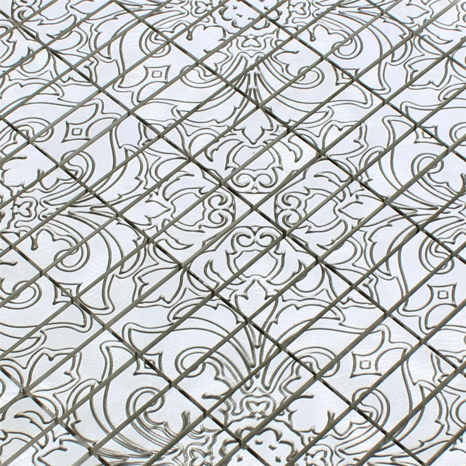 MOSANI - Panneaux Muraux Autocollants Mosaïque Argent Métal - 305x305mm - Brillant - NEUF
