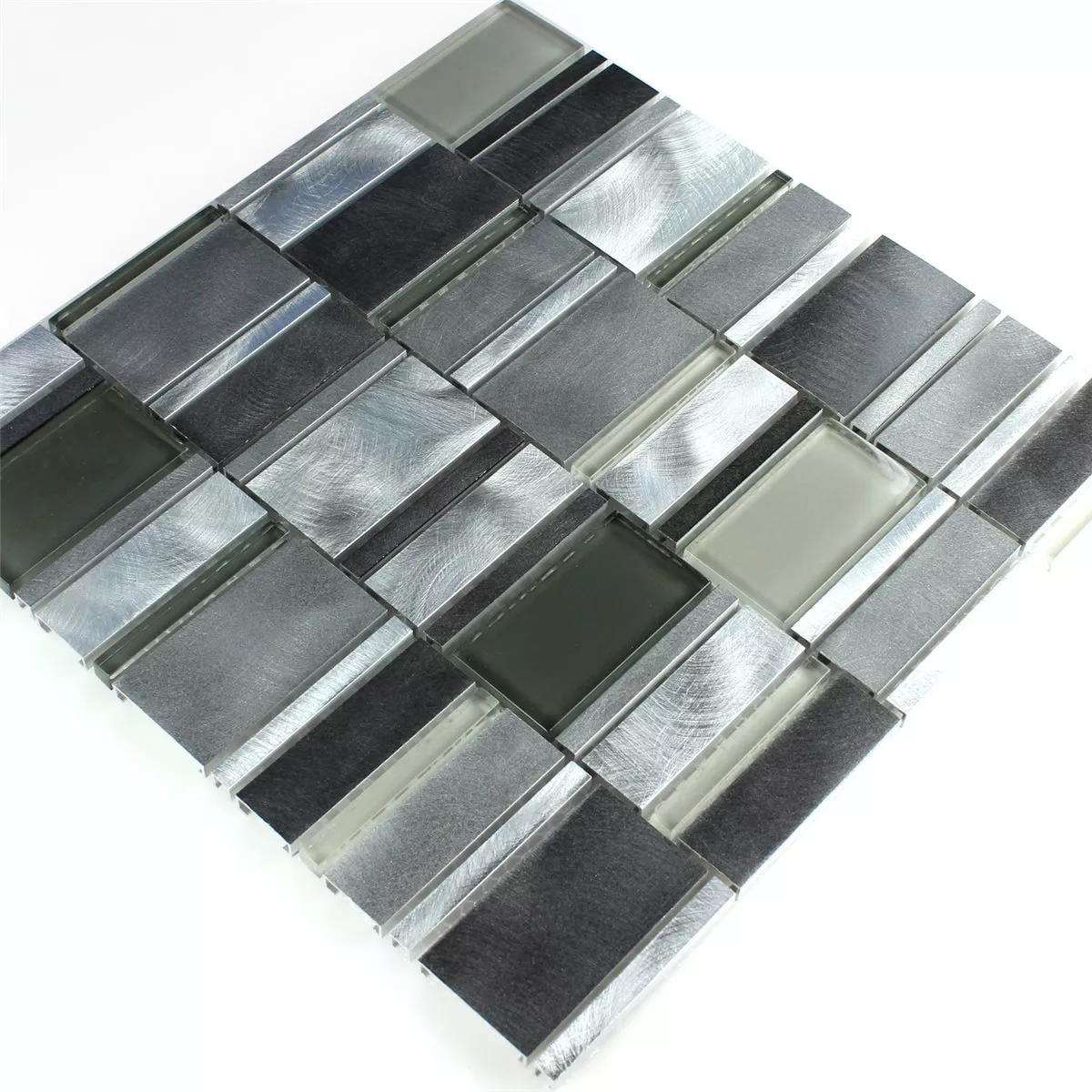 Mosaïque Verre Aluminium Gris Argent