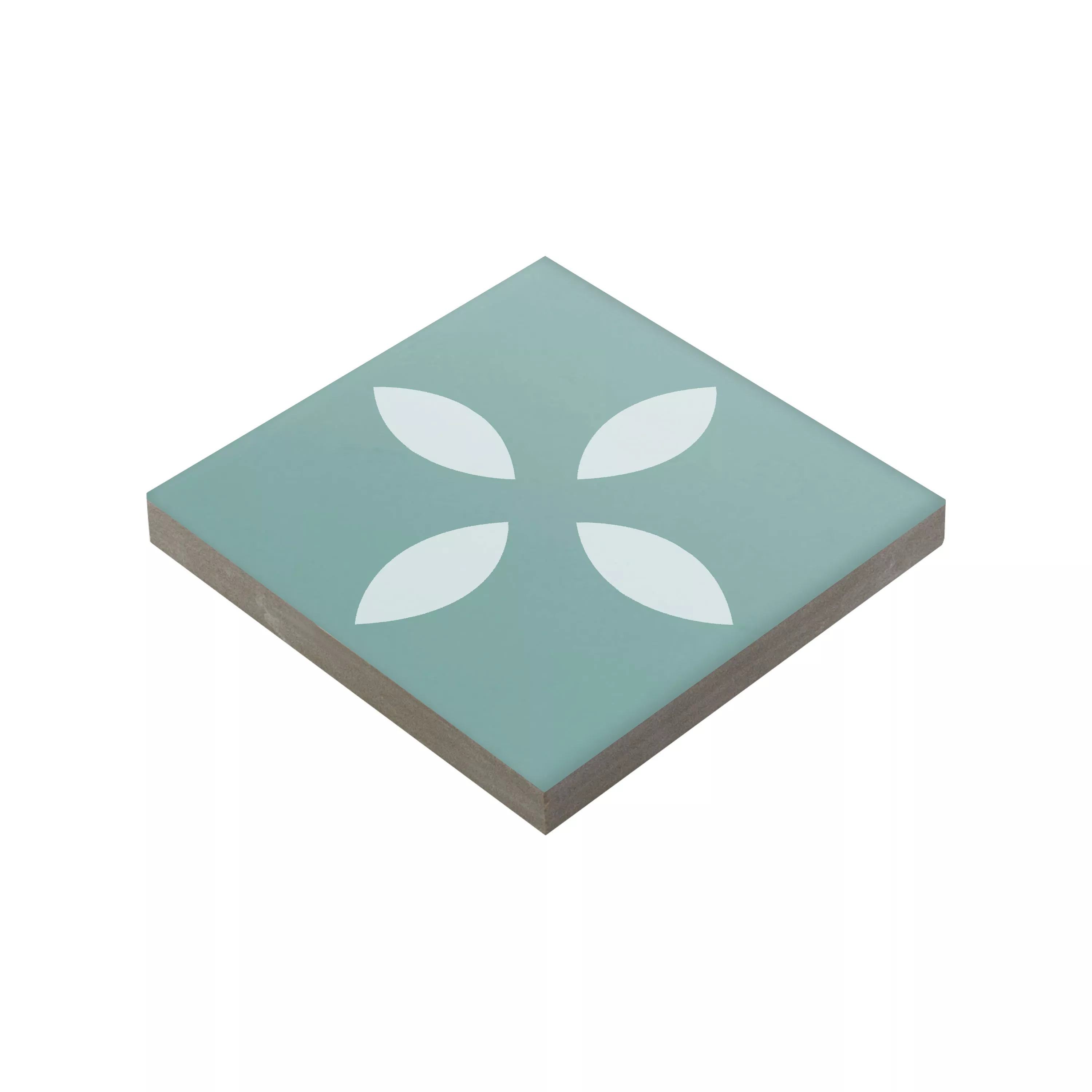 Grès Cérame Pleine Masse Carrelage Genexia Decor Turquoise Rosone 4,6x4,6cm Grès Cérame Pleine Masse Carrelage Genexia Decor Turquoise Rosone 4,6x4,6cm