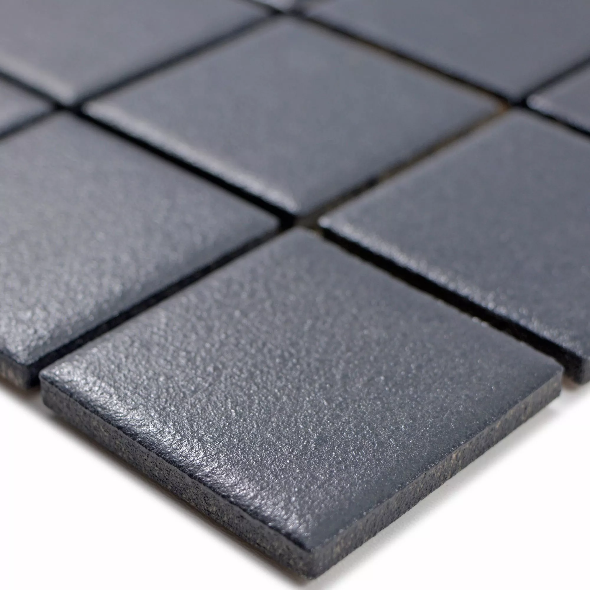Mosaik Fliese Keramik beige schwarz Knopf Duschtasse Bodenfliese unglasiert MOS10-0113-R10_f