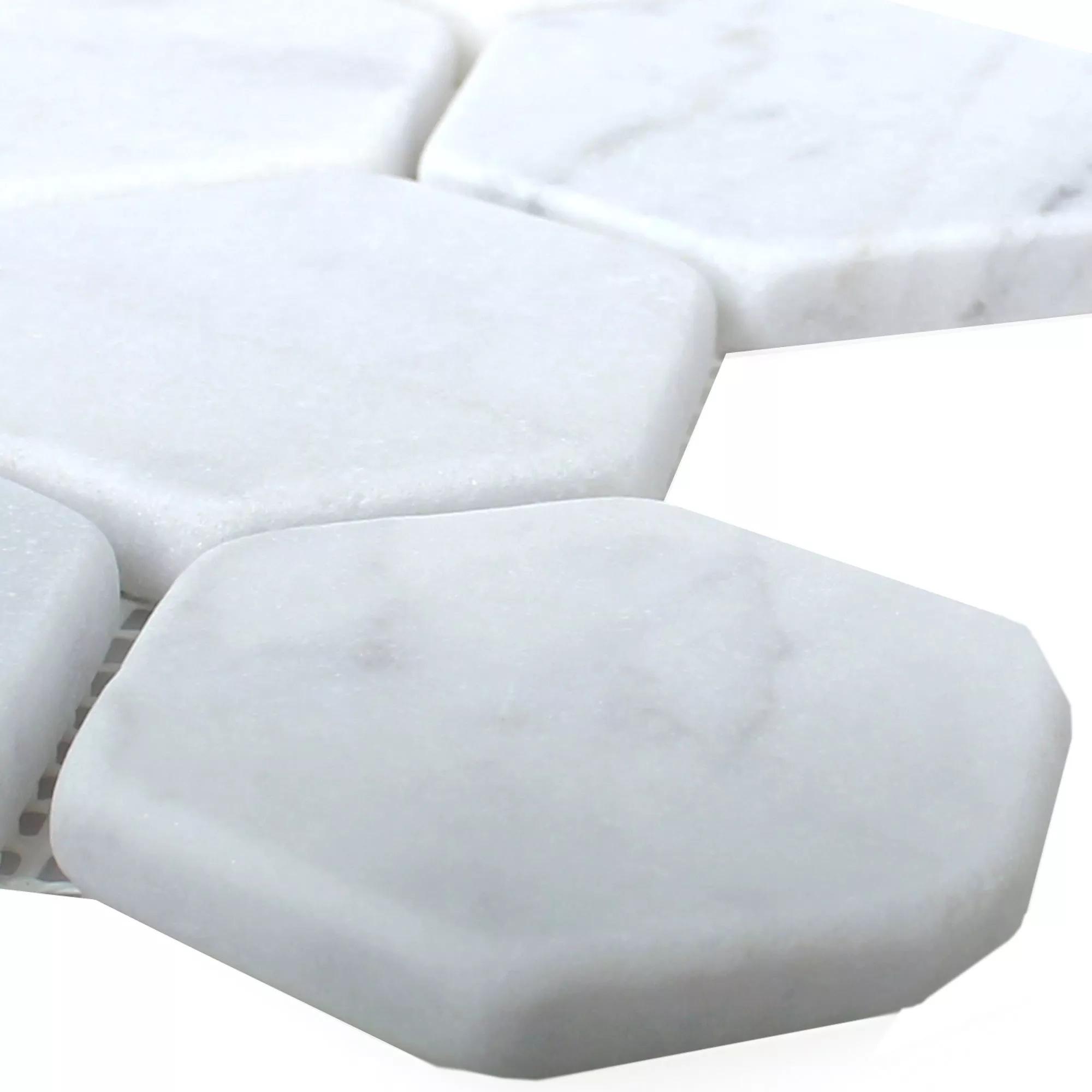 Mosaïque Carrelage Marbre Wutach Hexagone Blanc Carrara