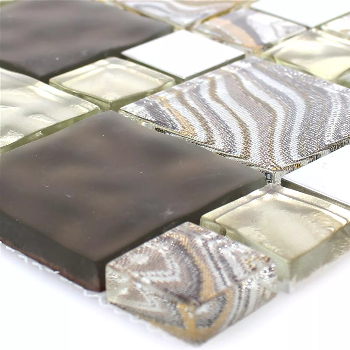 Verre Métal Acier Inoxydable Mosaïque Carrelage Zadar Beige Brun