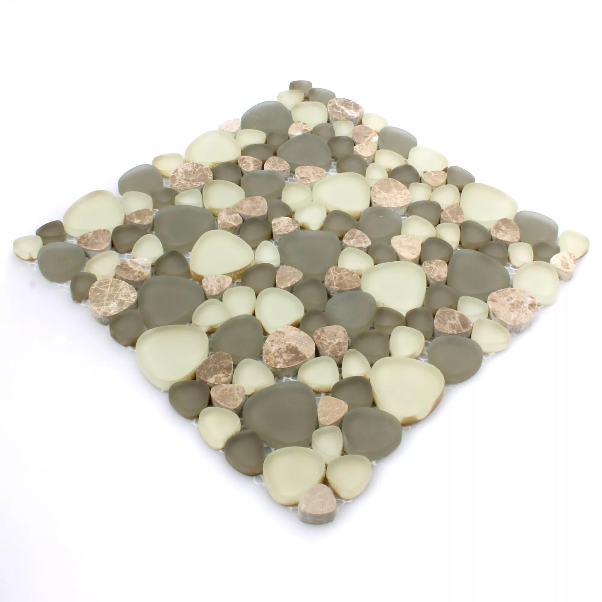 Échantillon Verre Pierre Naturelle Mosaïque Carrelage Kiew Brun Beige