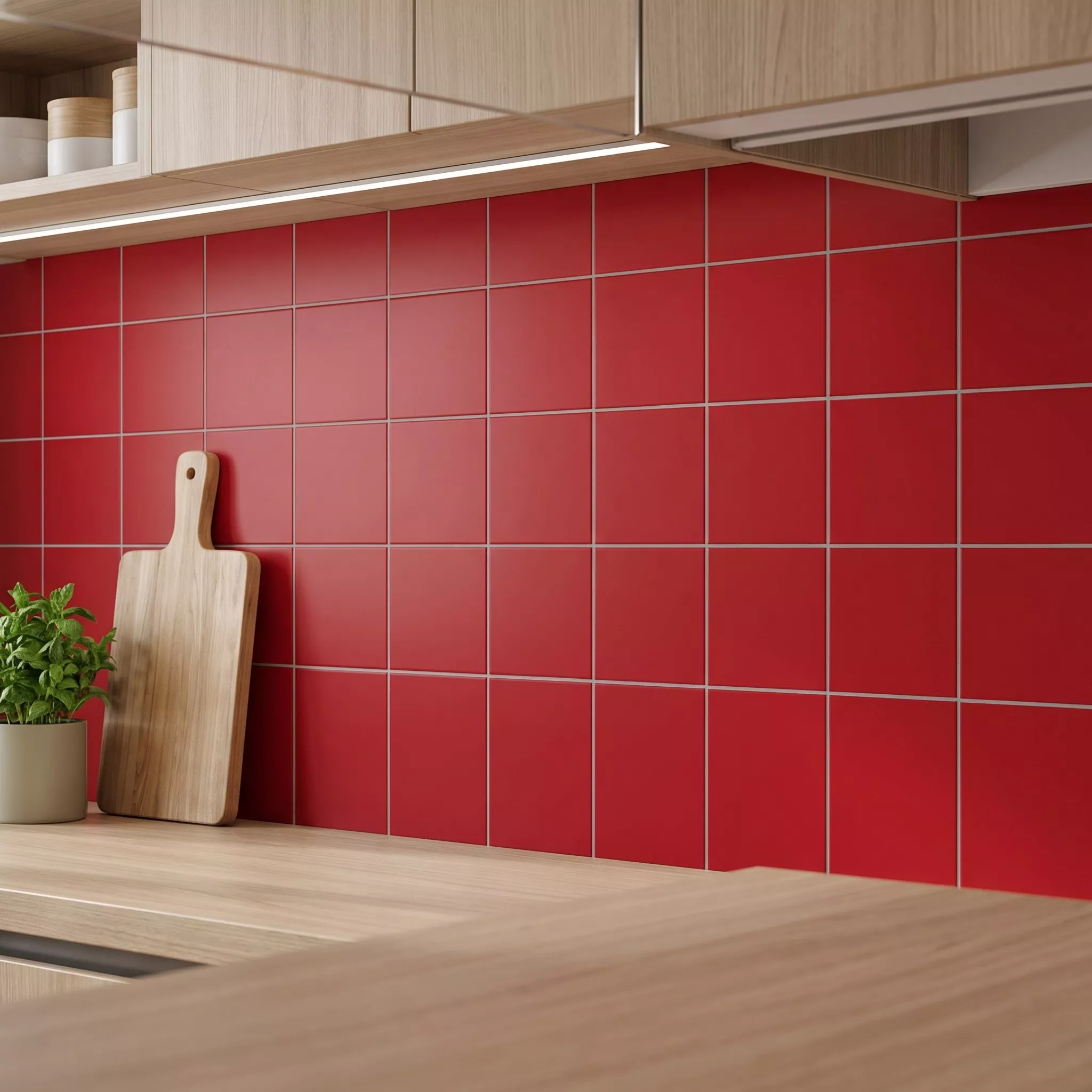 Carrelage métro Rouge Mat 15x15 cm Sans Facette Miona Fuego