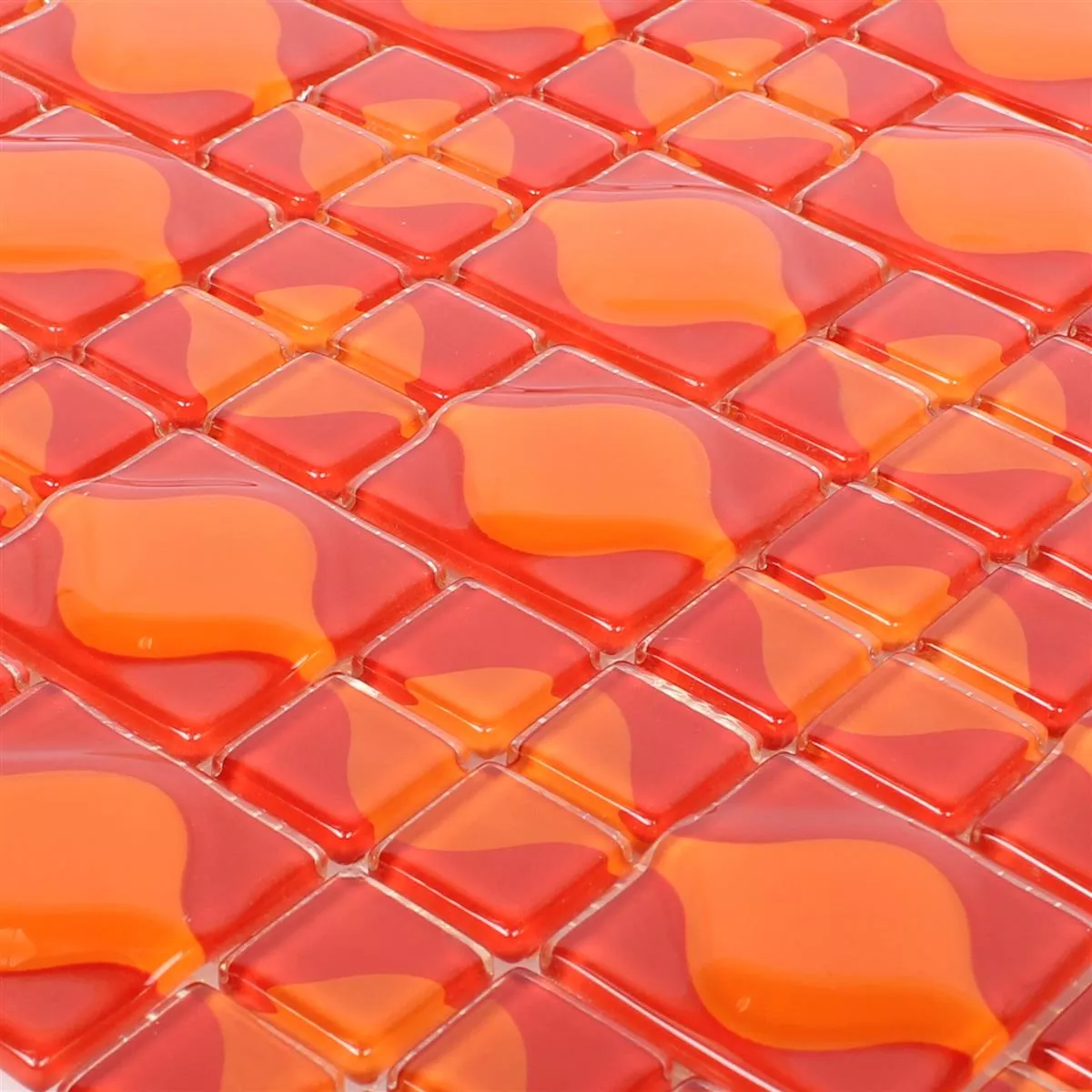 Mosaïque Verre Carrelage Nokta Rouge Orange 3D