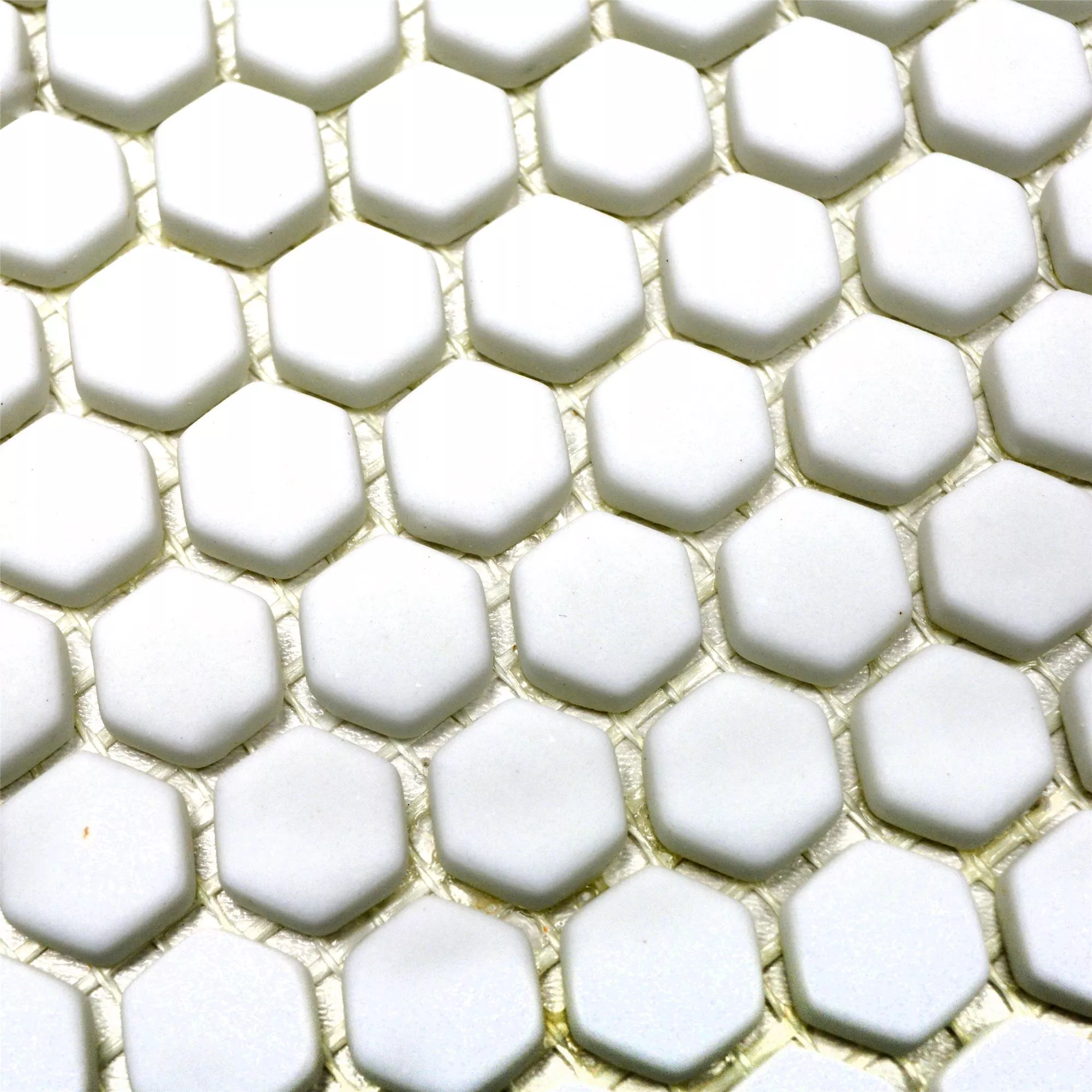 Échantillon Mosaïque En Verre Carrelage Kassandra Hexagone Blanc Mat