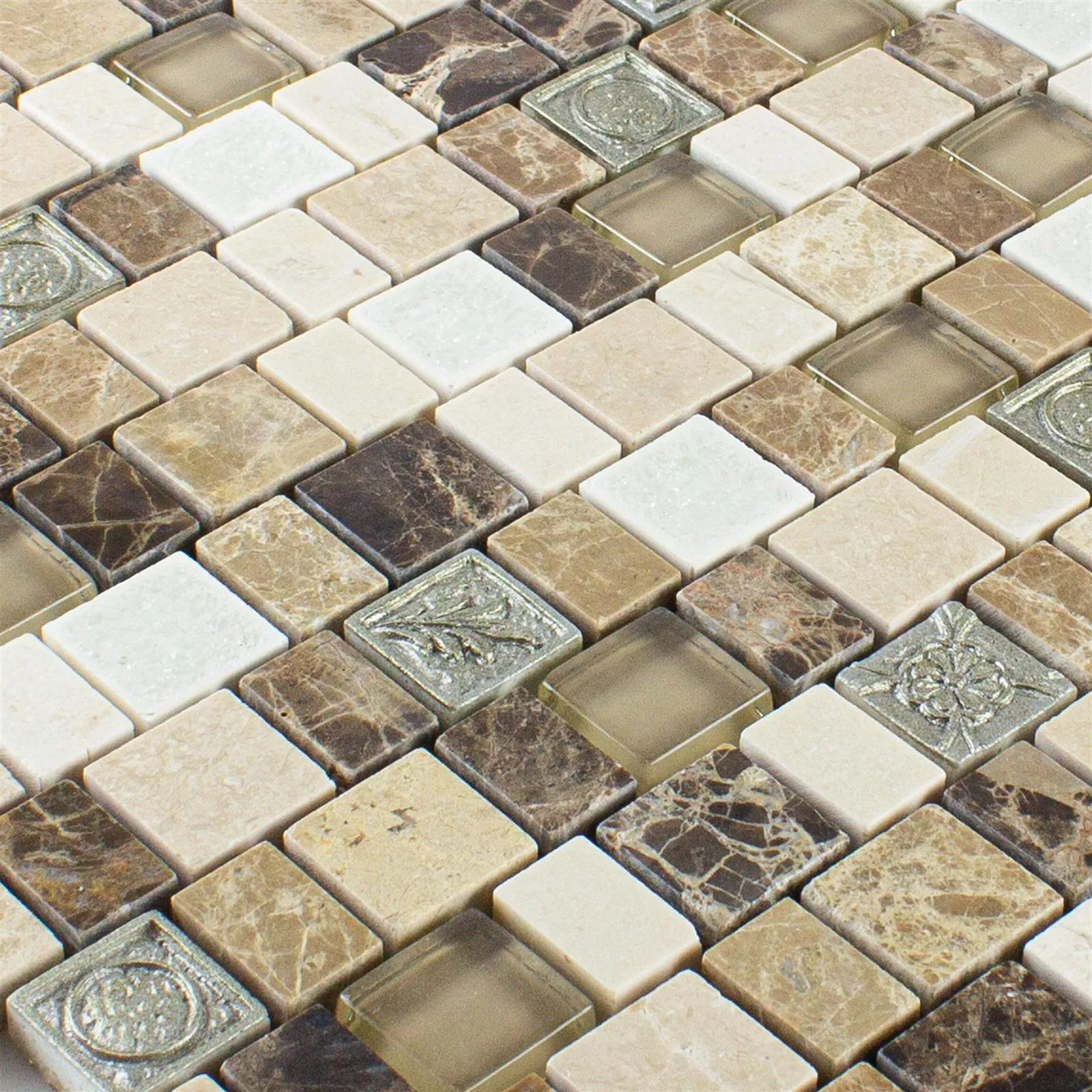 Échantillon Mosaïque Carrelage Moranbah Brun Beige Blanc