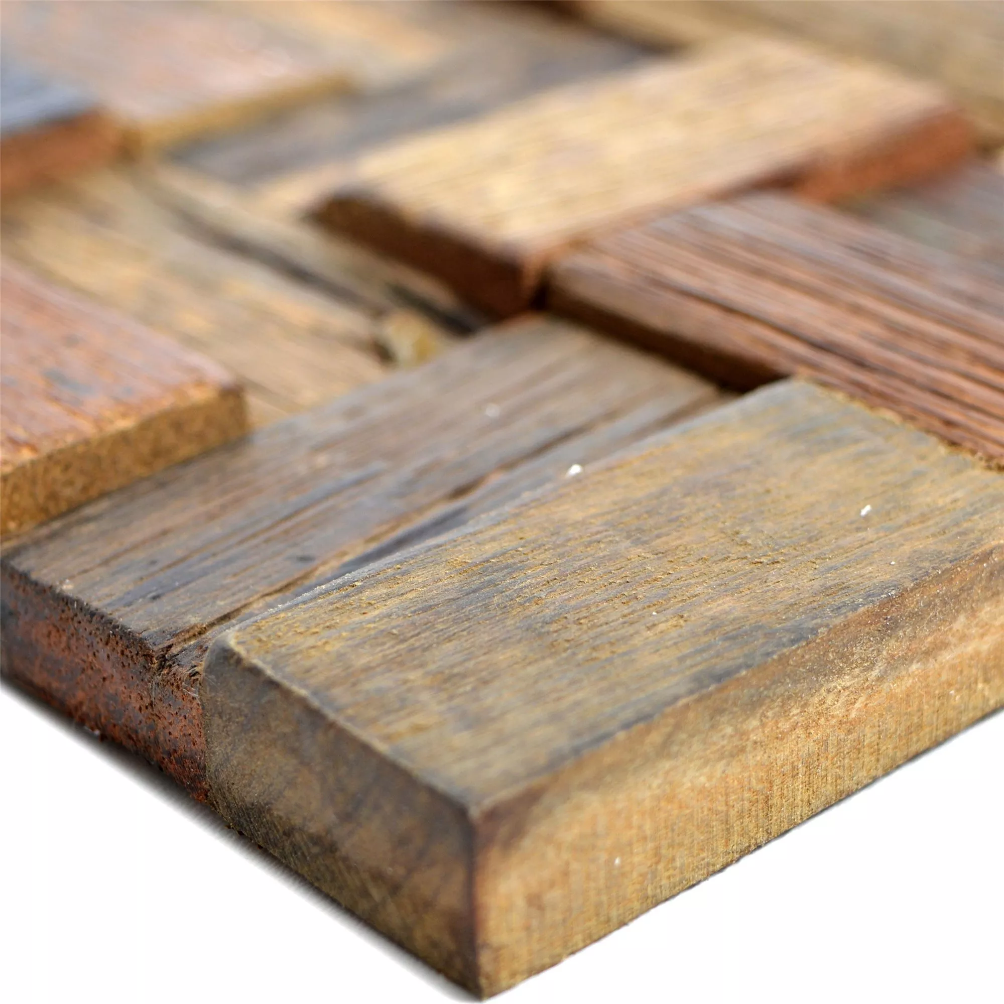 Bois Mosaïque Carrelage Bredon 3D Brun Rectangle Bois Mosaïque Carrelage Bredon 3D Brun Rectangle