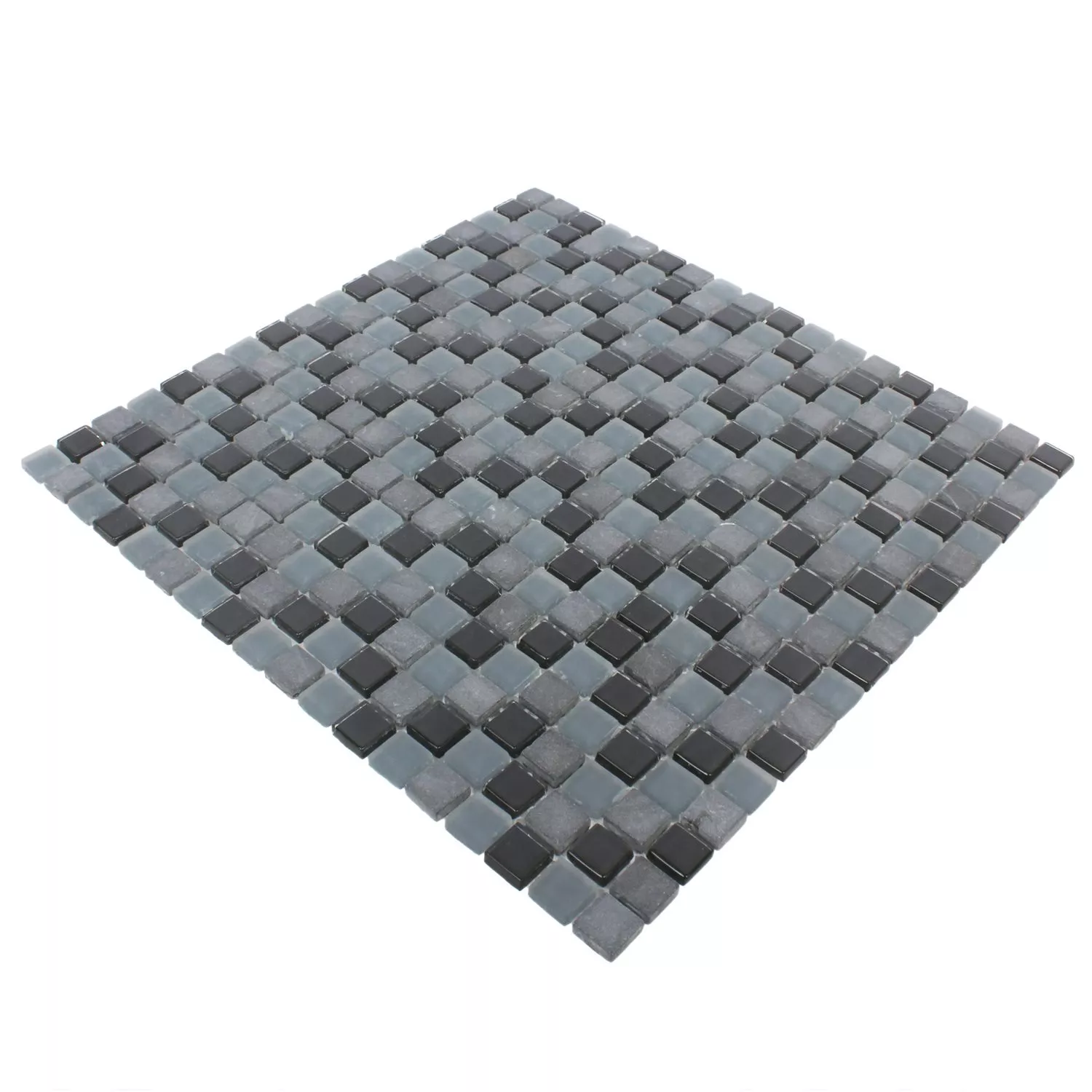 Échantillon Mosaïque Carrelage Marbre Verre Mix Kobra Noir Gris 