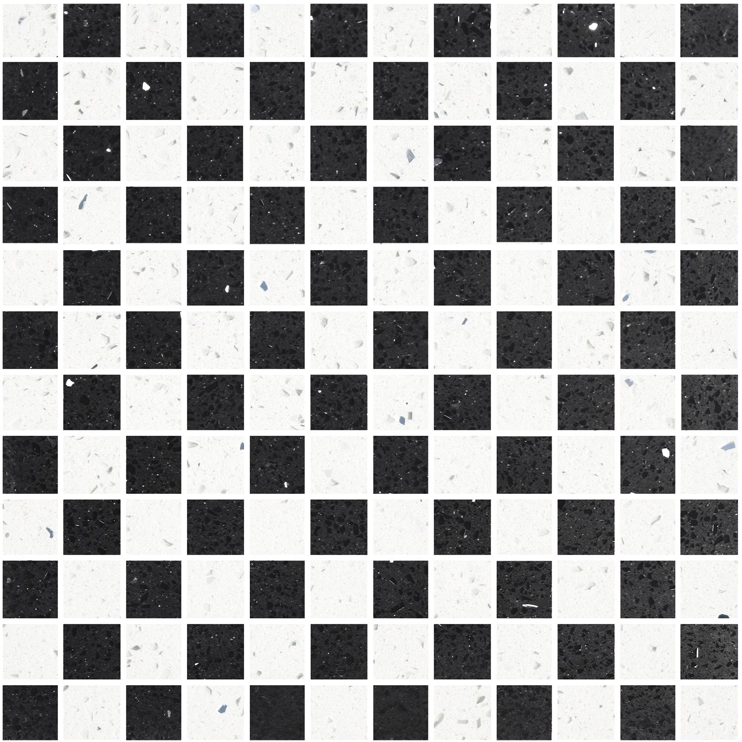 Carrelage Mosaïque Quartz Composite Noir Blanc 23
