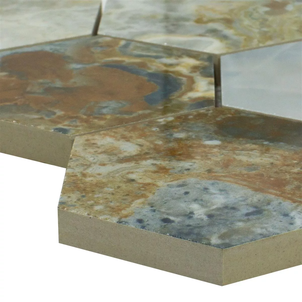 Céramique Mosaïque Carrelage Naftalin Hexagone Brun Bleu Céramique Mosaïque Carrelage Naftalin Hexagone Brun Bleu
