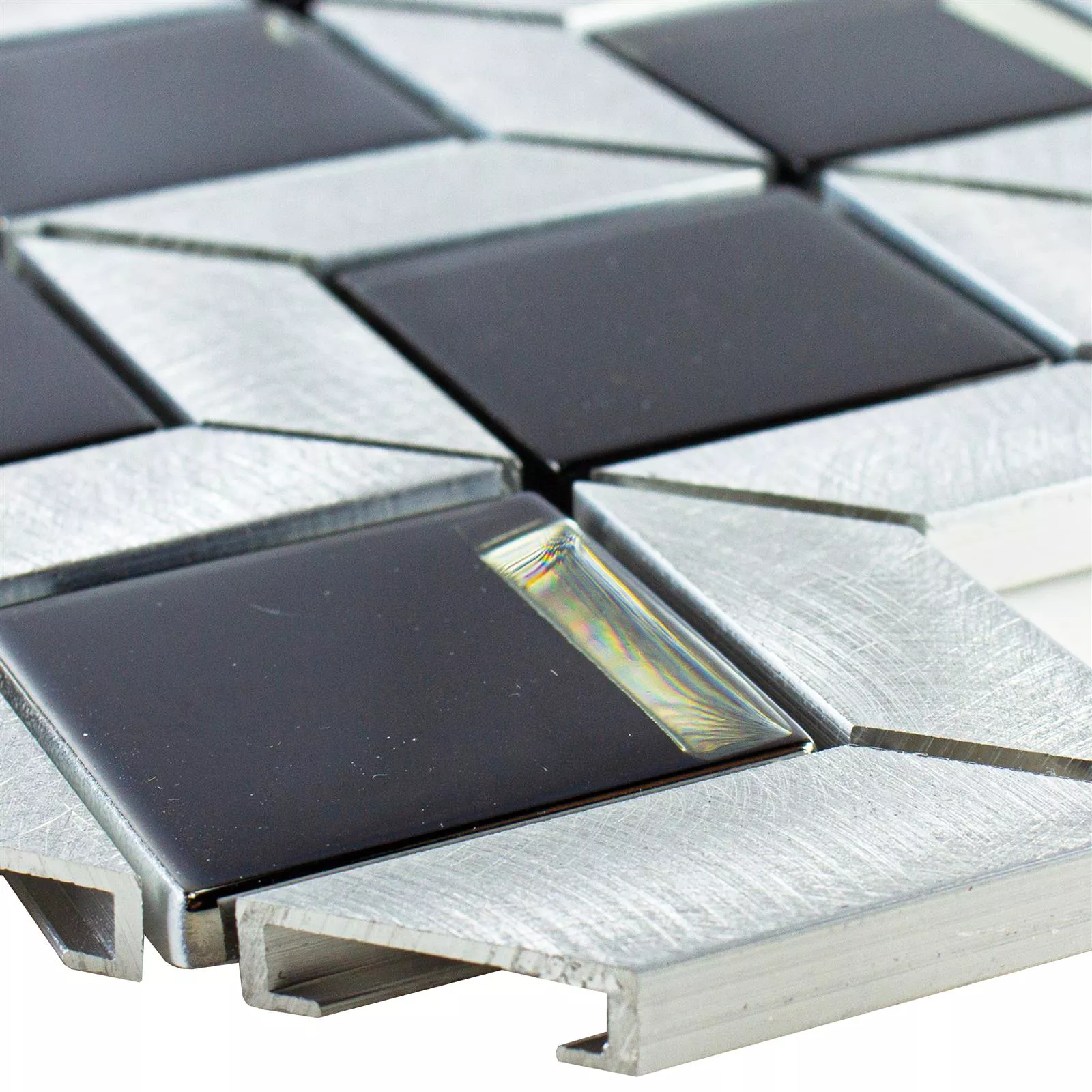 Verre Métal Mosaïque Carrelage Tanja Noir Argent Cubes Verre Métal Mosaïque Carrelage Tanja Noir Argent Cubes