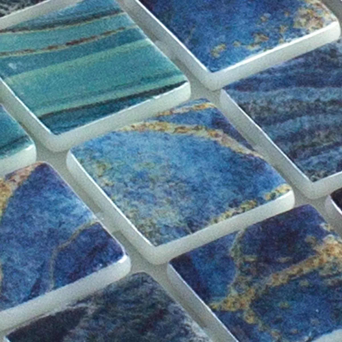 Échantillon Mosaïque verre pour piscine Baltic Bleu Turquoise