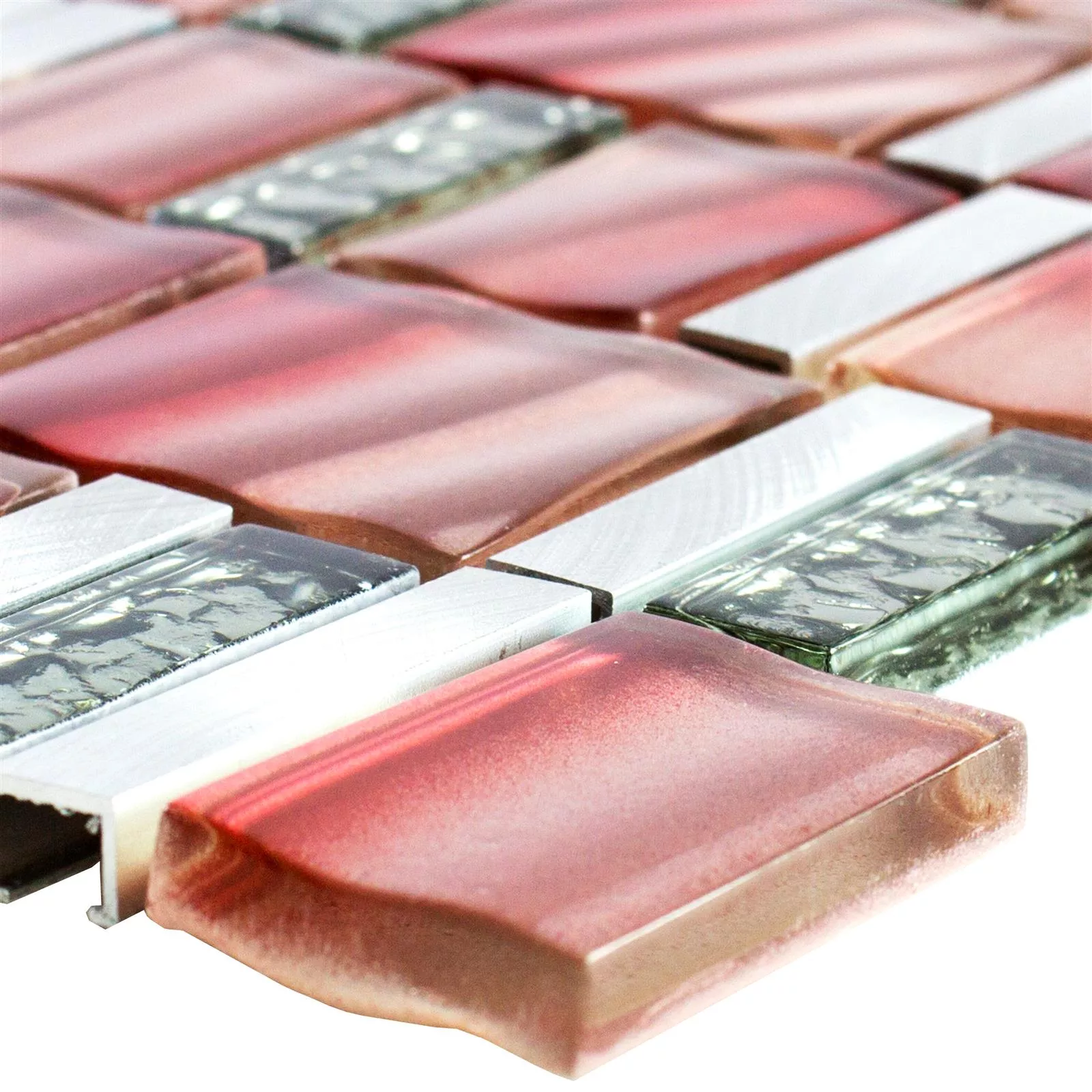 Verre Métal Mosaïque Carrelage Union Rouge Argent Verre Métal Mosaïque Carrelage Union Rouge Argent