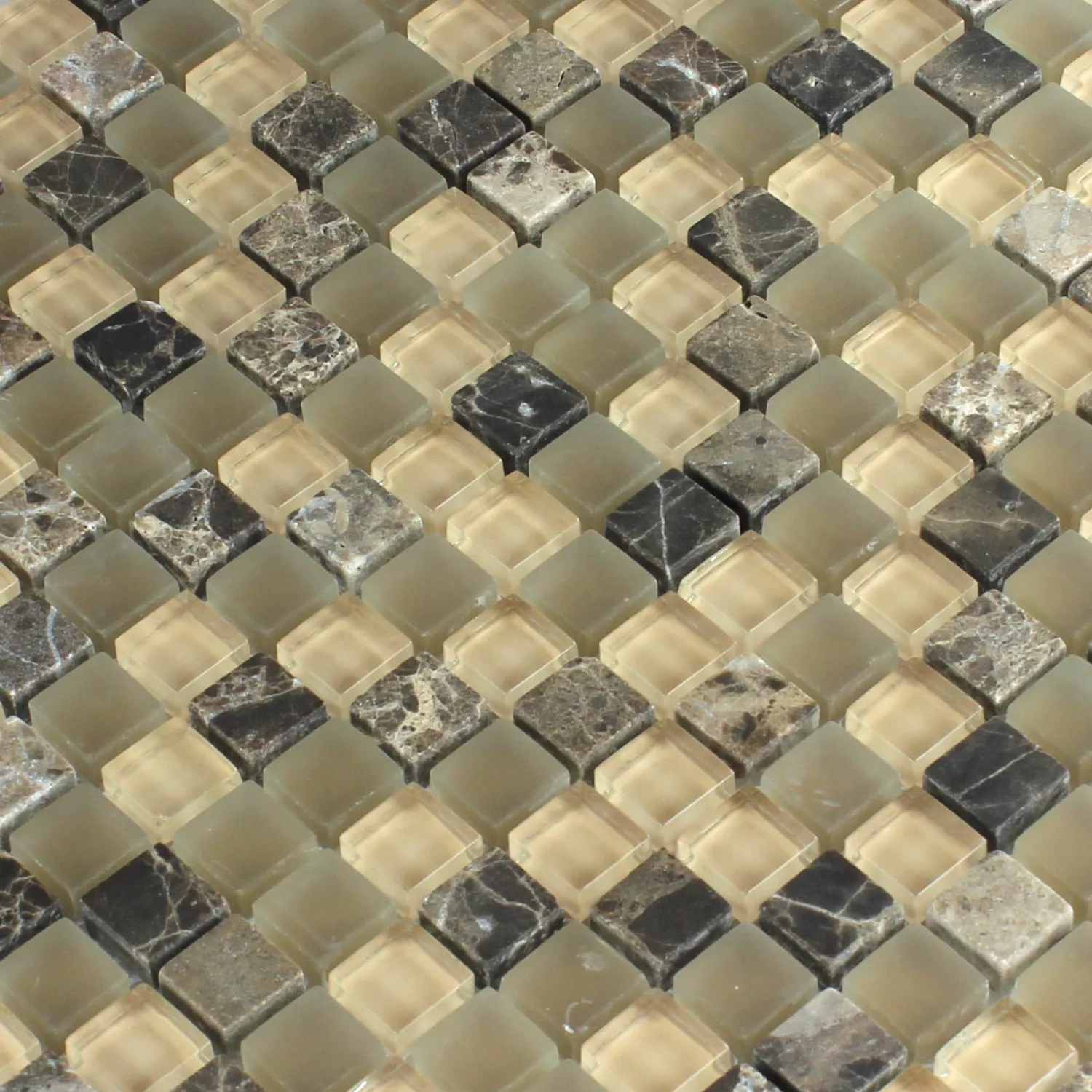 Échantillon Mosaïque Verre Marbré  Brun Beige Mix