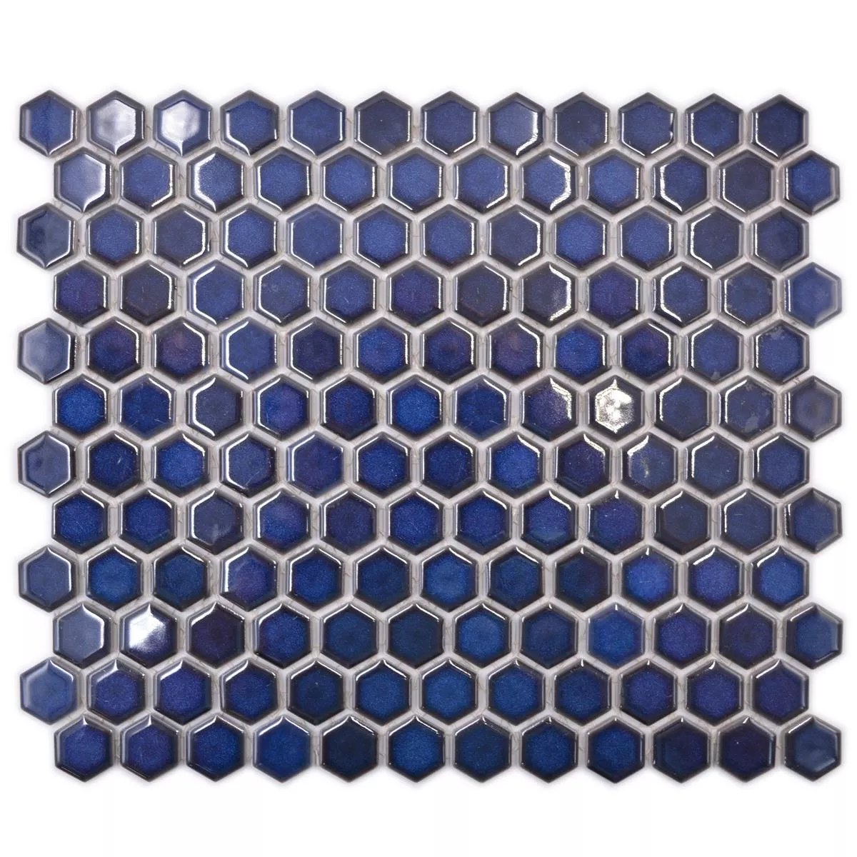 Échantillon de Céramique Mosaïque Salomon Hexagone Cobalt Bleu H23