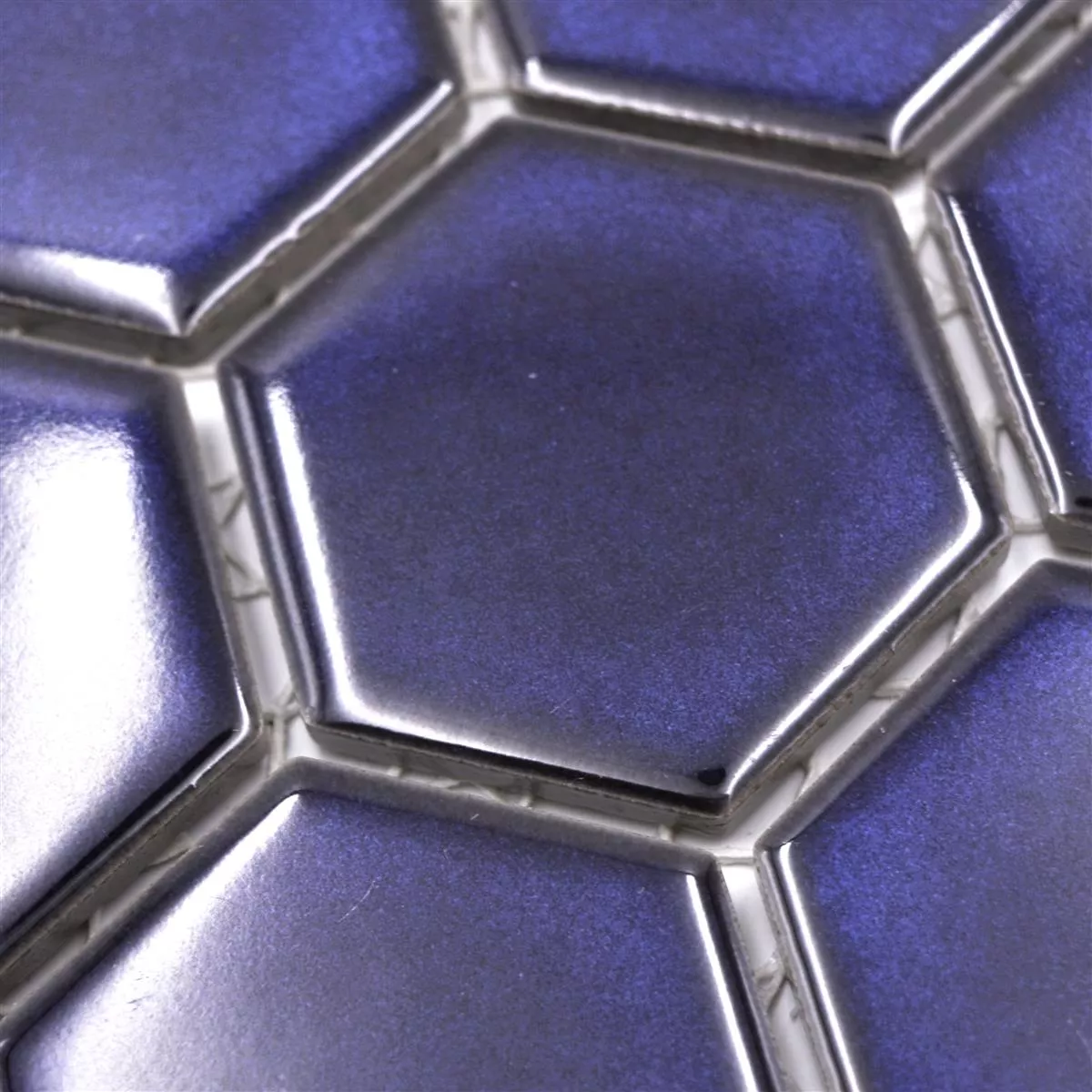 Échantillon de Céramique Mosaïque Salomon Hexagone Cobalt Bleu H51