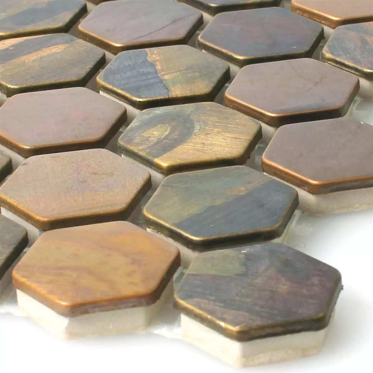 Mosaïque Carrelage Cuivre Merkur Hexagone Brun 24