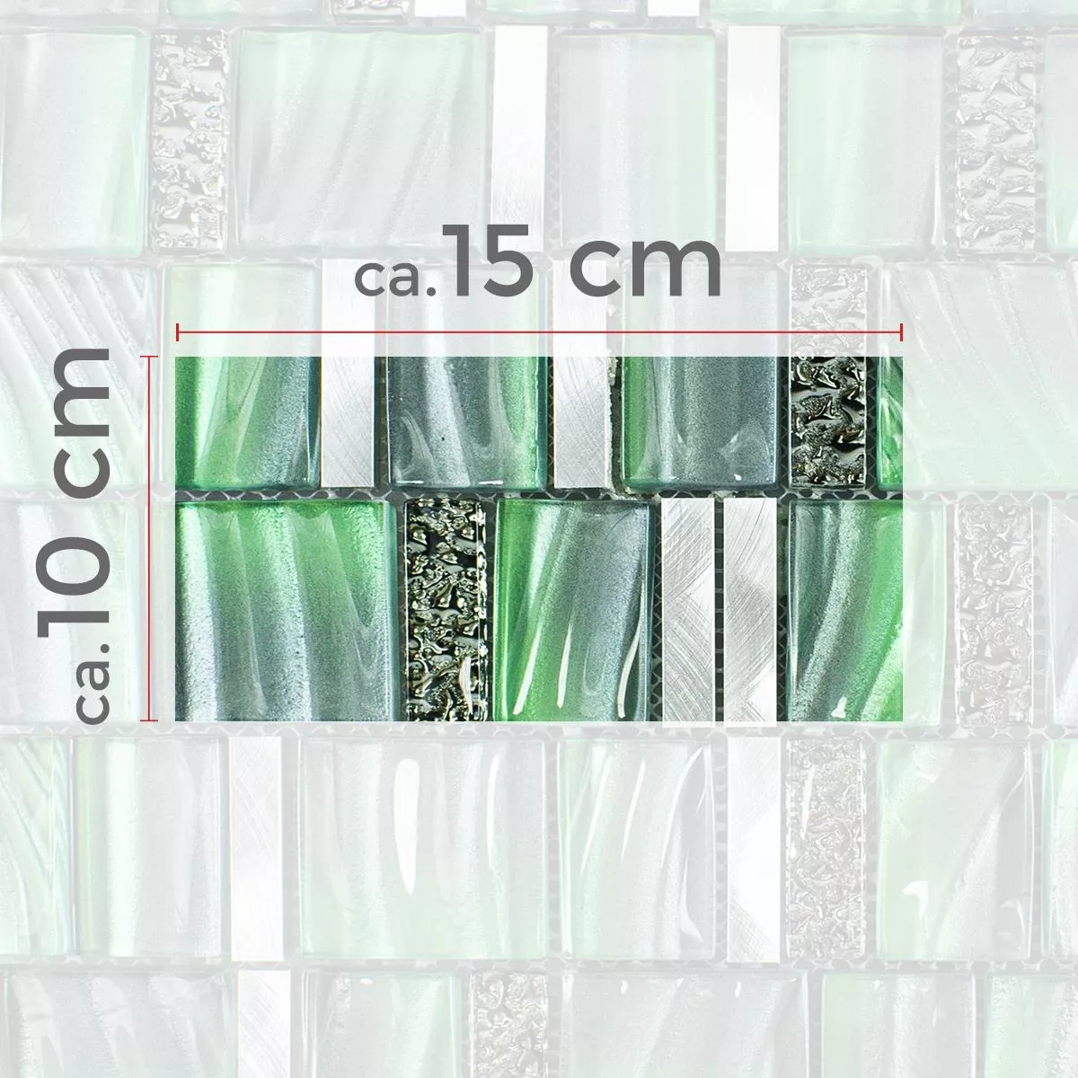 Échantillon Verre Métal Mosaïque Carrelage Union Vert Argent