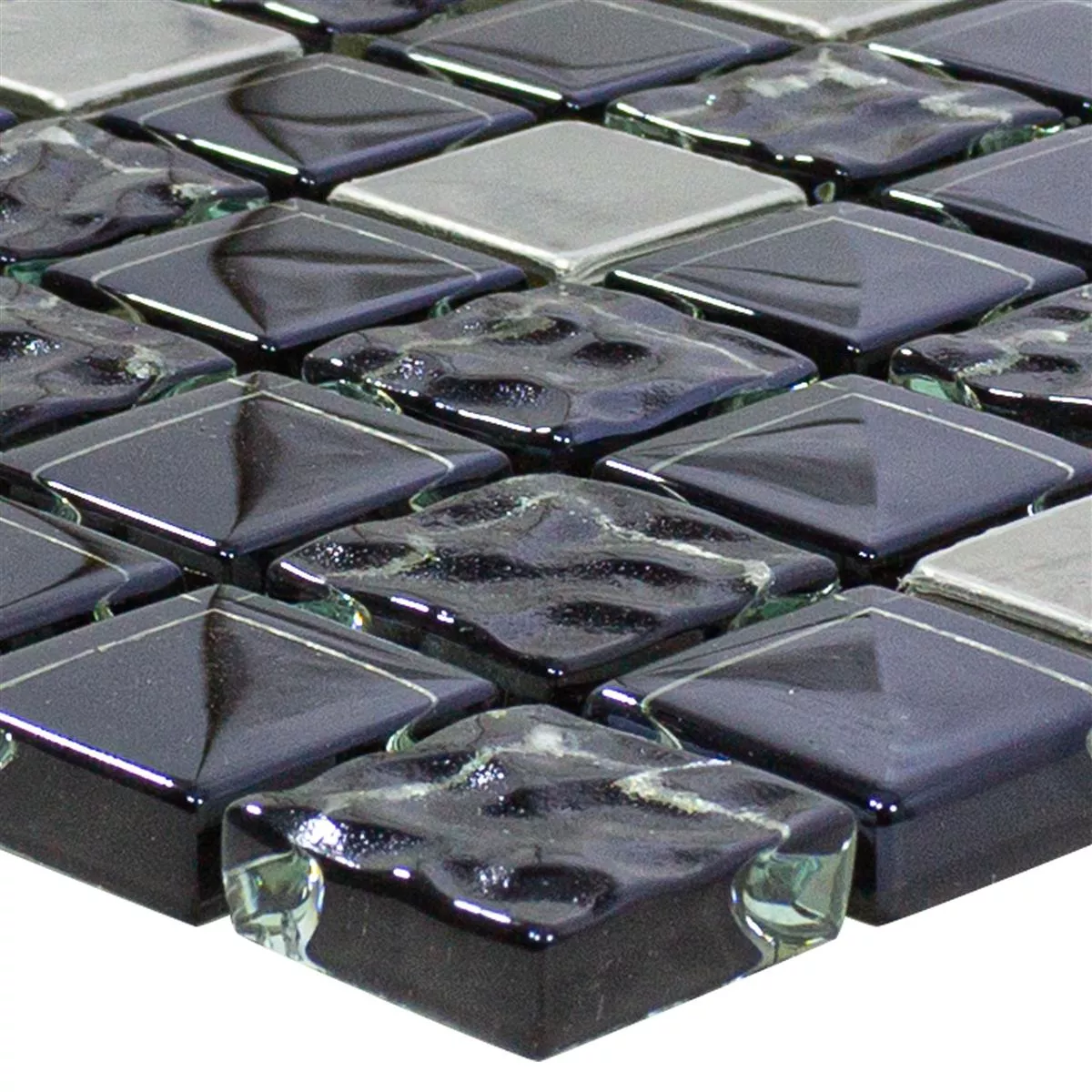 Mosaïque Carrelage Verre Acier Inoxydable Blackriver Noir Argent Mix Mosaïque Carrelage Verre Acier Inoxydable Blackriver Noir Argent Mix
