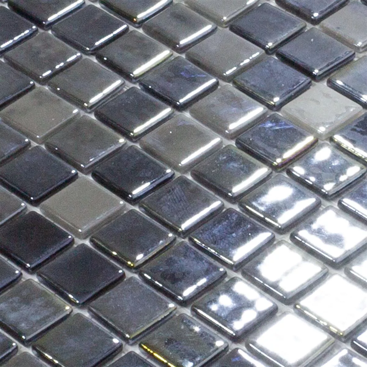 Échantillon Mosaïque En Verre Carrelage Silvertown Anthracite Metallic 25x25mm