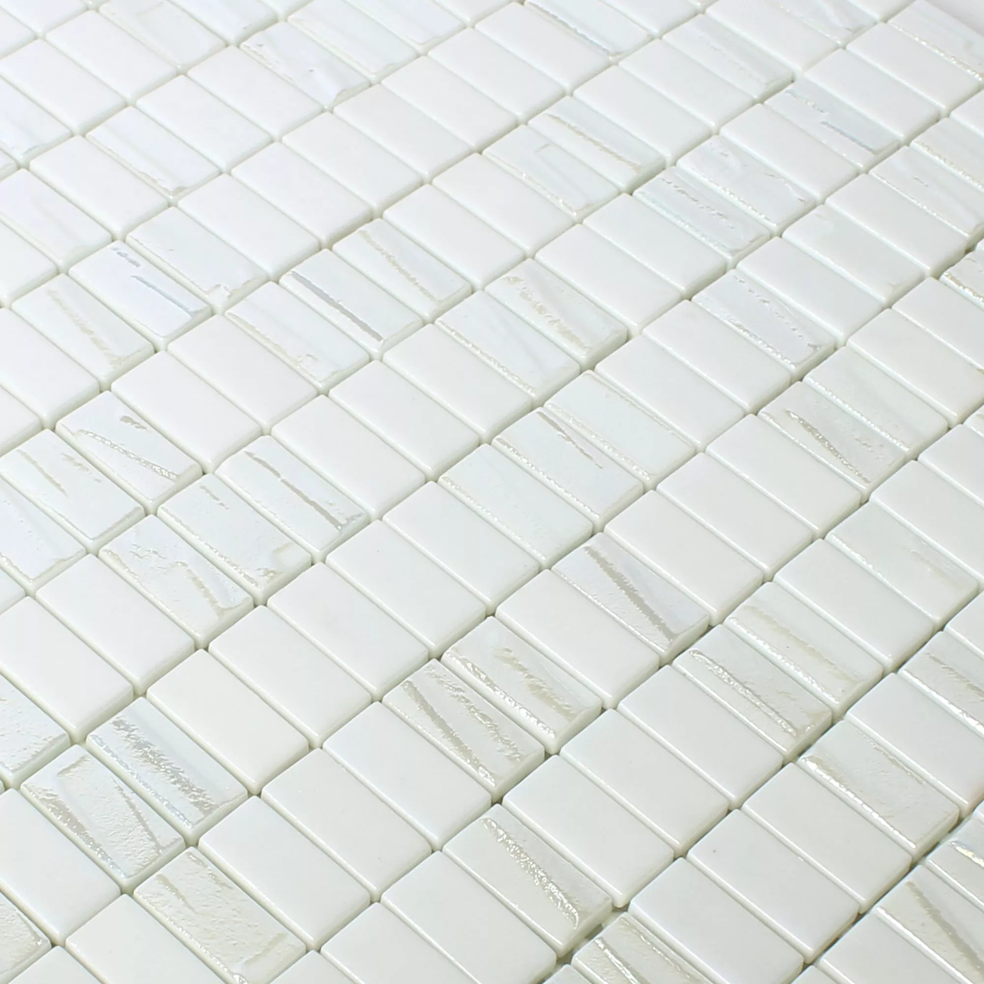 Échantillon Mosaïque Verre Carrelage Presley Blanc Métalic Bâtonnet