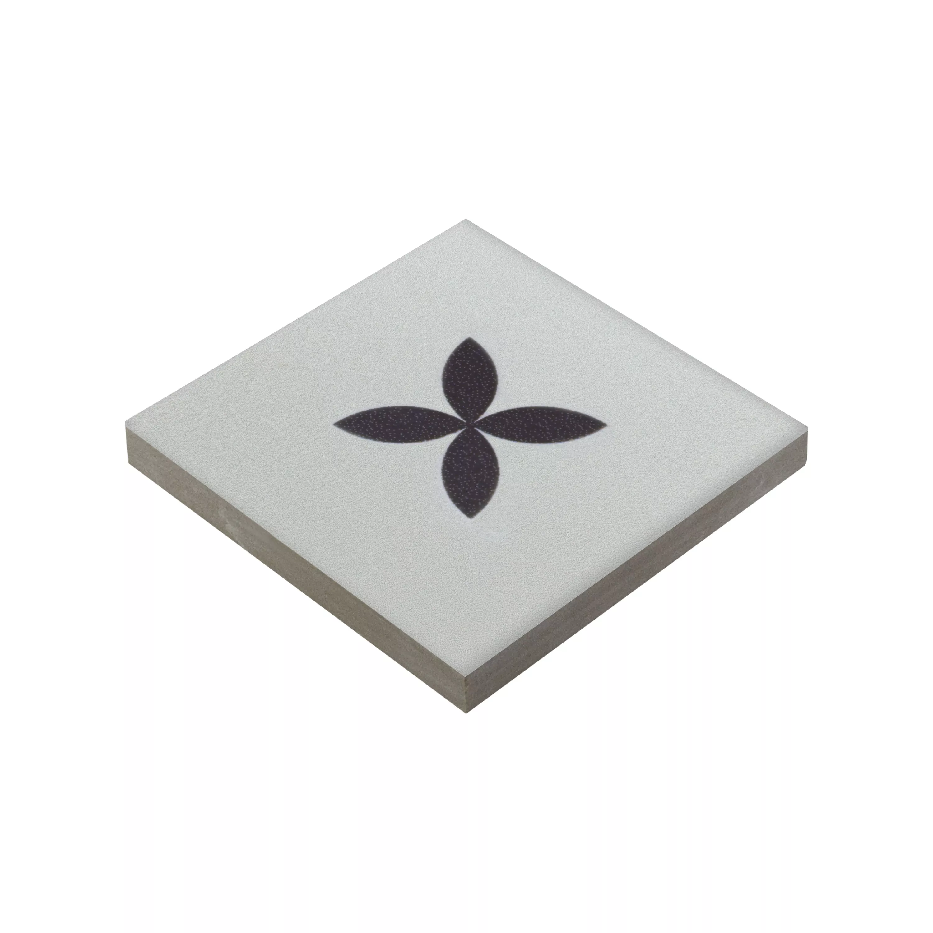 Grès Cérame Pleine Masse Carrelage Genexia Noir Blanc Decor 4 Rosone  4,6x4,6cm Grès Cérame Pleine Masse Carrelage Genexia Noir Blanc Decor 4 Rosone  4,6x4,6cm