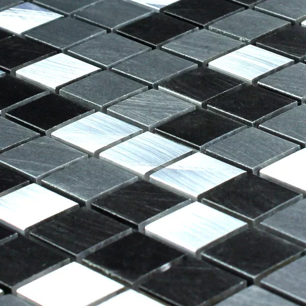 Échantillon Mosaïque Aluminium Noir Argent 