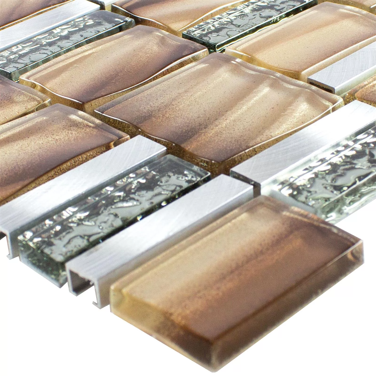 Verre Métal Mosaïque Carrelage Union Brun Argent Verre Métal Mosaïque Carrelage Union Brun Argent