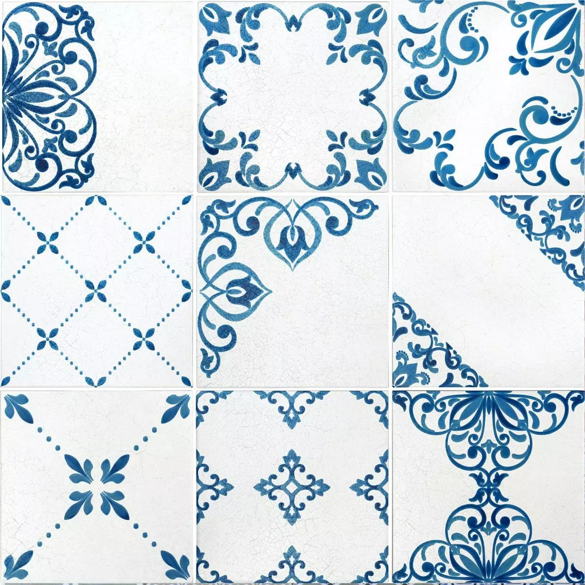 Carrelage Sol Et Mur Talia Optique Rétro Bleu 18,5x18,5cm