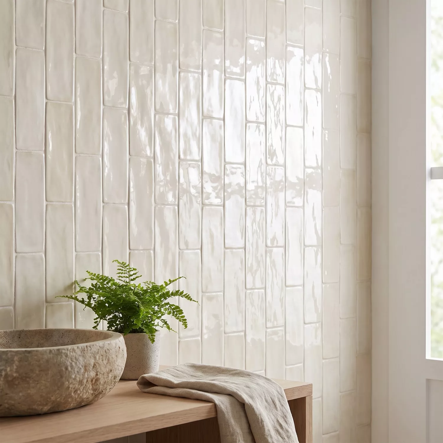 Celaya Beige Brillant Rustique 7,5x15 cm Crema